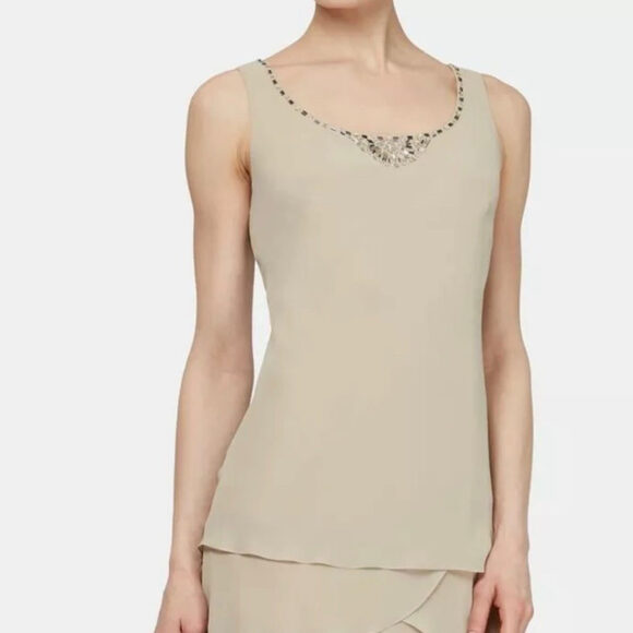 Women’s Formal Dress Sizes 6 14 SLNY Shift 2pc Jacket Dress Set Champagne Tiered - Picture 4 of 5